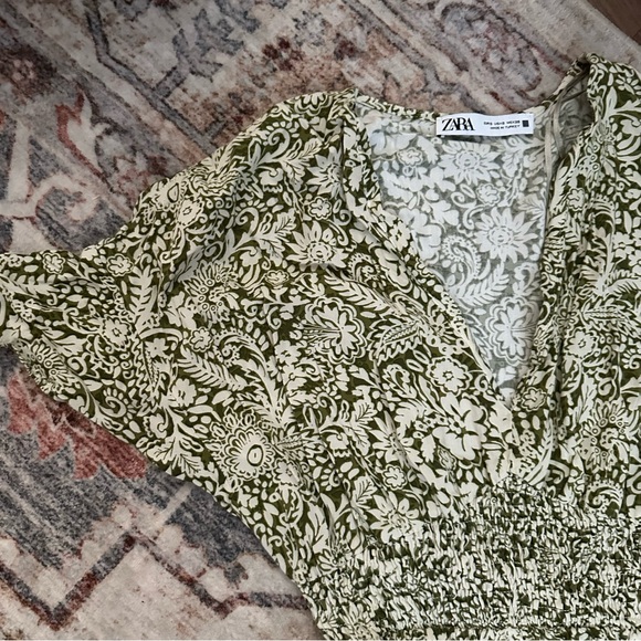 NWOT Zara Green + White Floral Maxi Dress - Picture 2 of 3